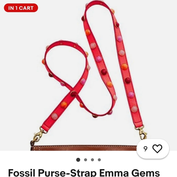 Fossil crossbody purse strap neon coral new circle bezel stones unique colorful - Picture 1 of 4